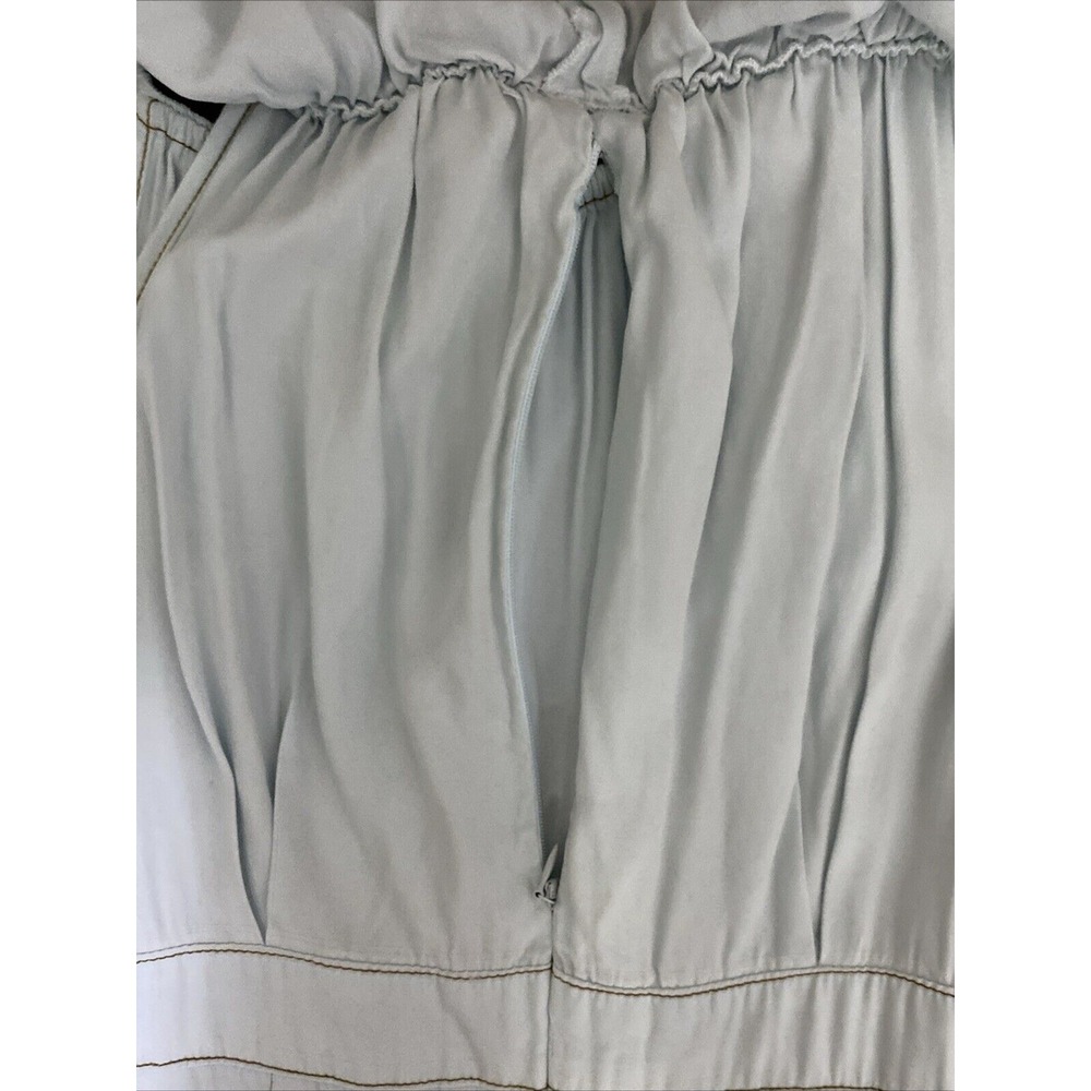 "a loves a" Light Blue Denim Off Shoulder Maxi Dress with Belt - Picture 8 of 12